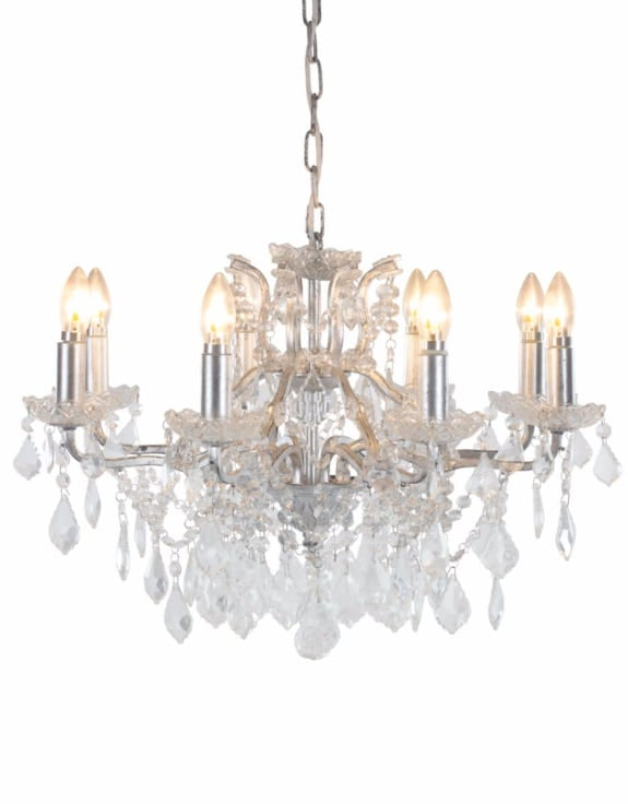 8 Branch Silver Leaf Shallow Chandelier