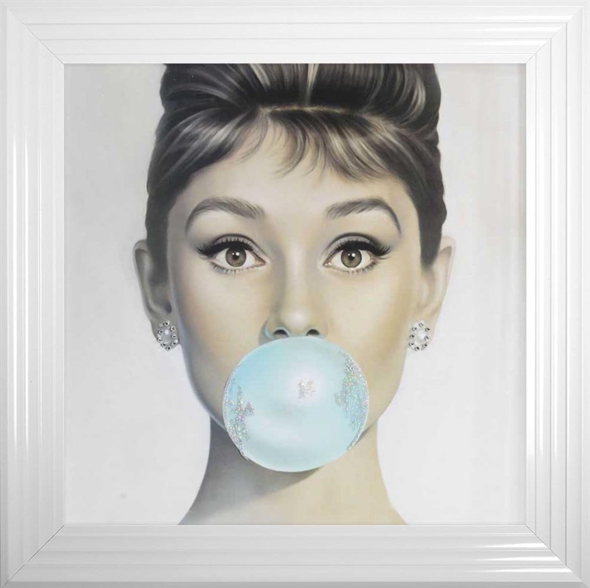 Audrey Hepburn Blowing Gum Framed Wall Art view 2
