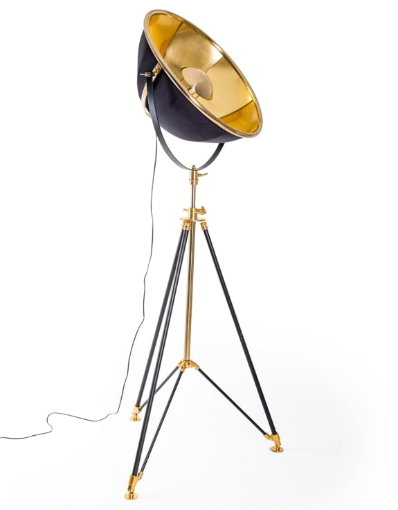 Black & Brass Large Floor Lamp
