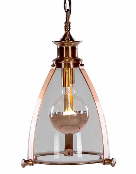 Copper & Glass Lantern Ceiling Light