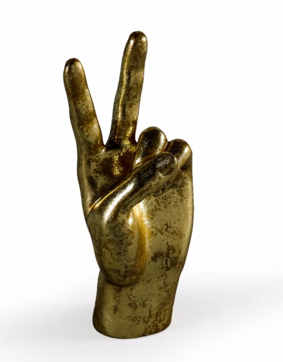 Gold Peace Hand Ornament – Decorative Sculpture H22cm
