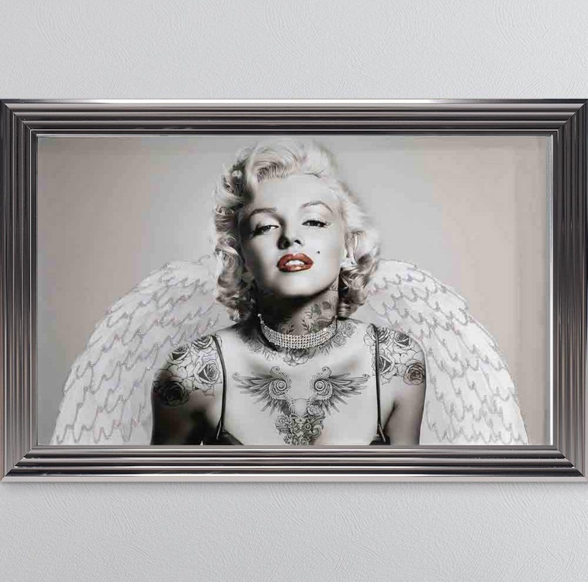 Marilyn Monroe With Wings And Tattoos Framed Wall Art