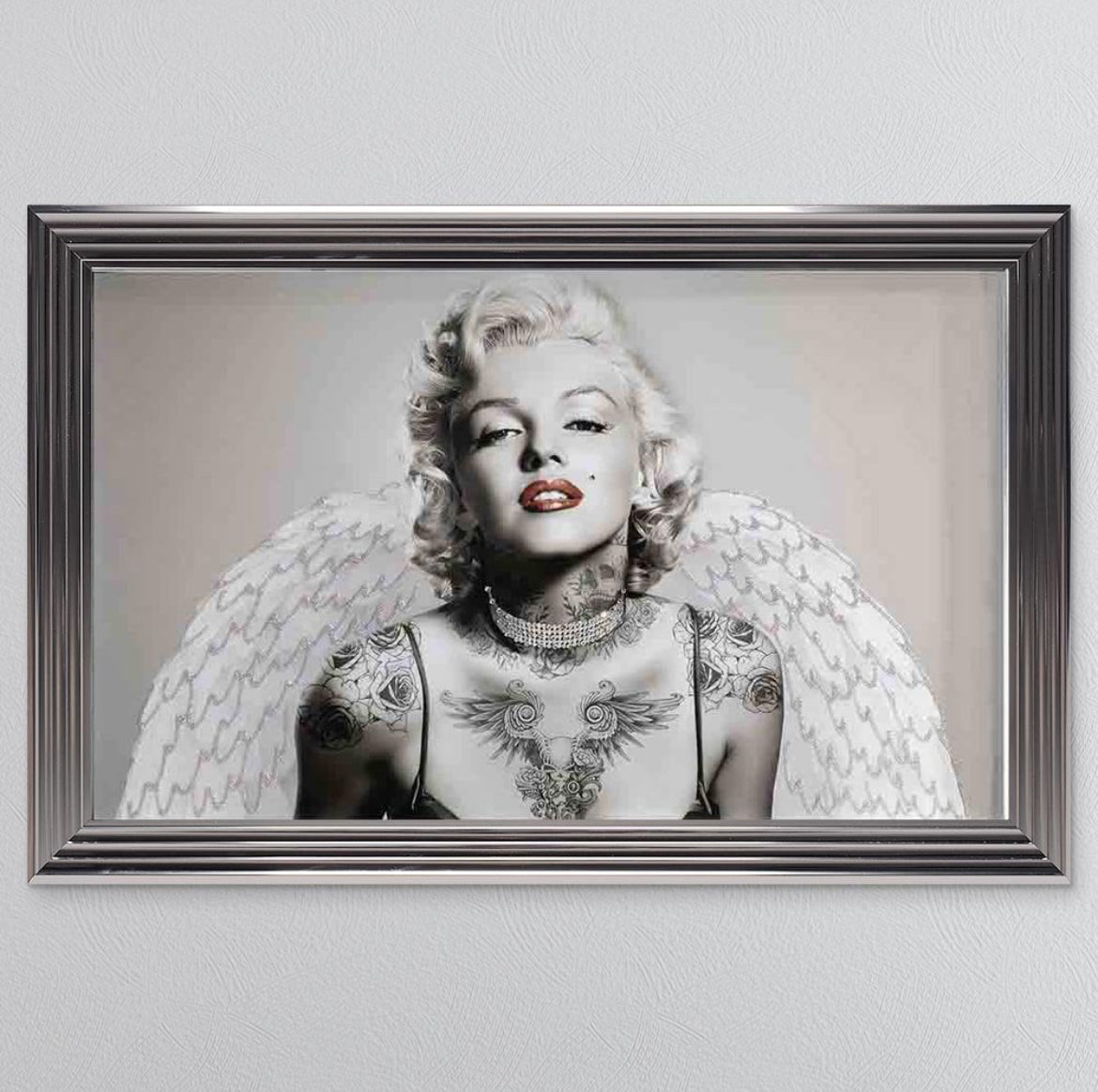 Marilyn Monroe With Wings And Tattoos Framed Wall Art