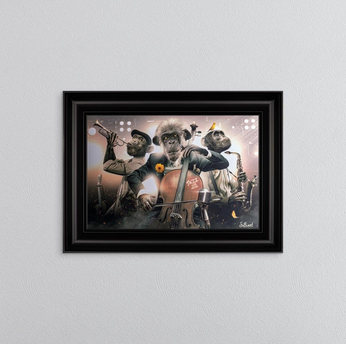 Monkey Jazz Trio Framed Wall Art