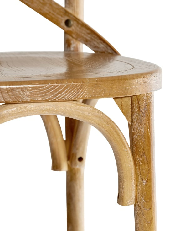 Natural Elm Cross Back Bistro Bar Stool close up