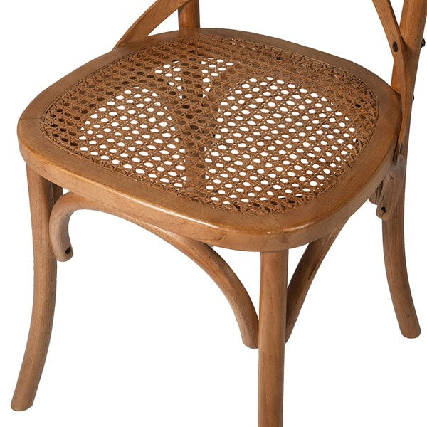 Natural French Cross Back Bistro Chair close up 2