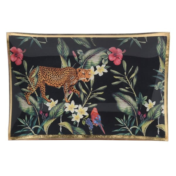 Tropical Plant and Leopard Trinket Tray