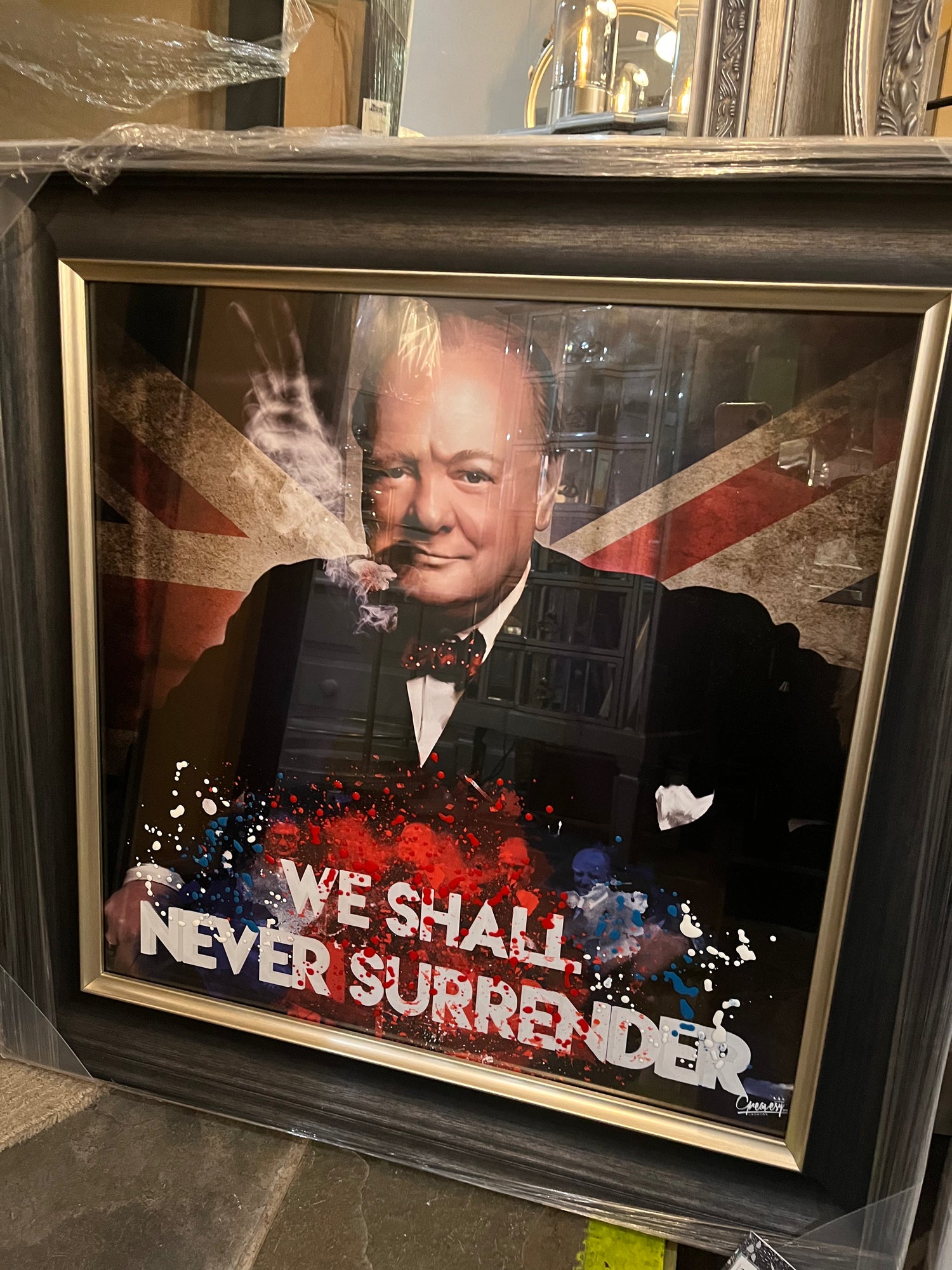We Shall Never Surrender (Winston Churchill) Framed Wall Art