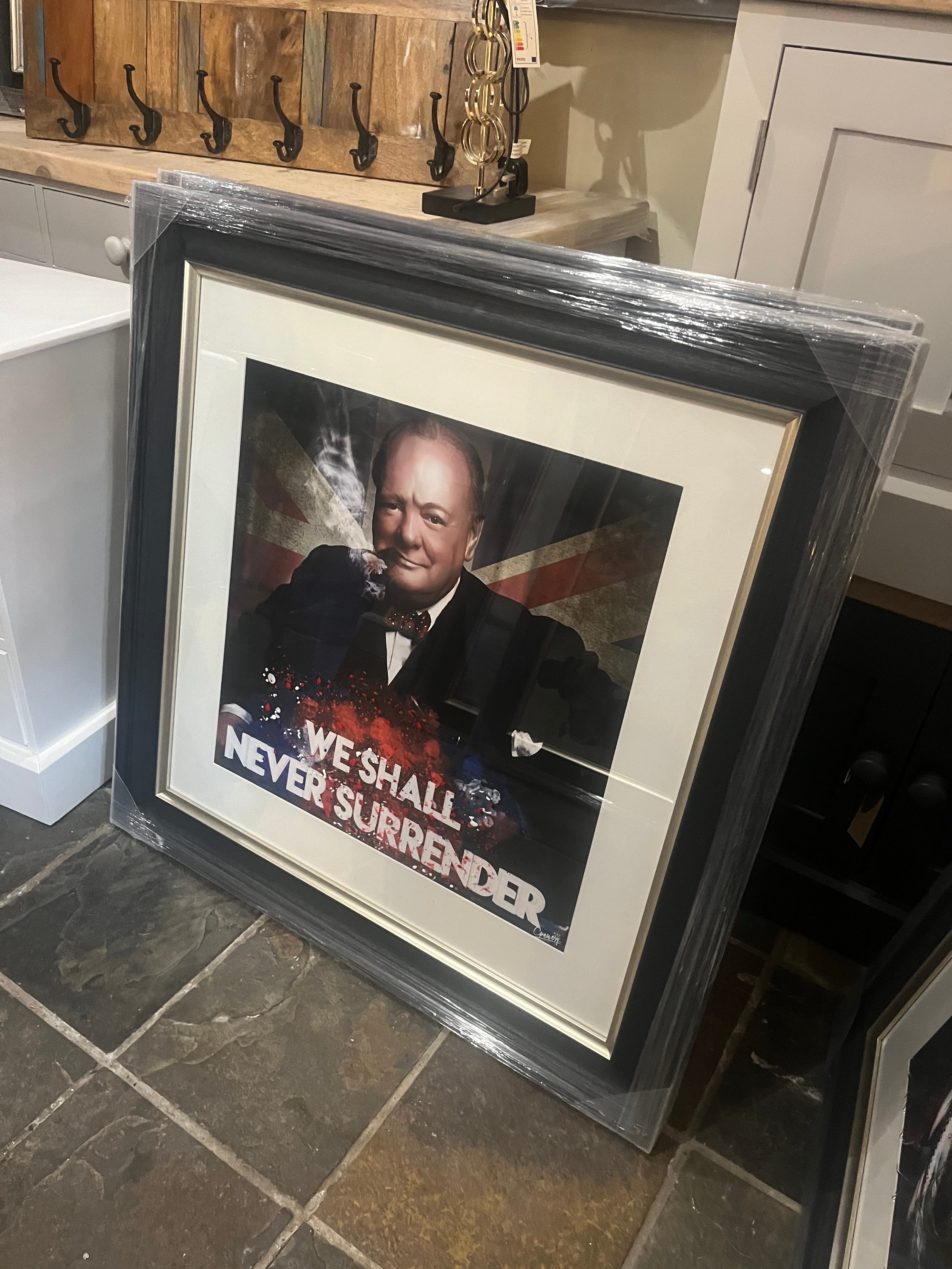 We Shall Never Surrender (Winston Churchill) Framed Wall Art