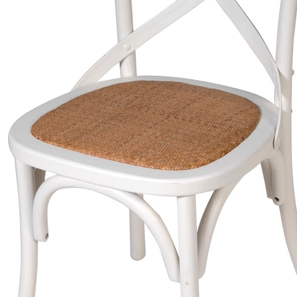 White French Cross Back Bistro Chair close up