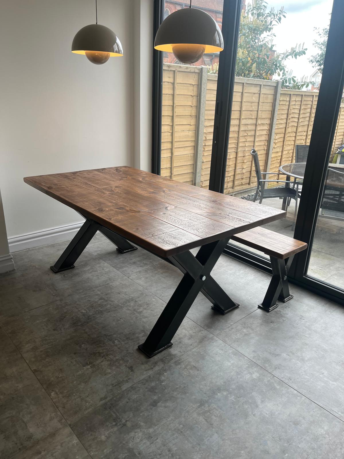 X-frame With Reclaimed Wood Dining Table 3
