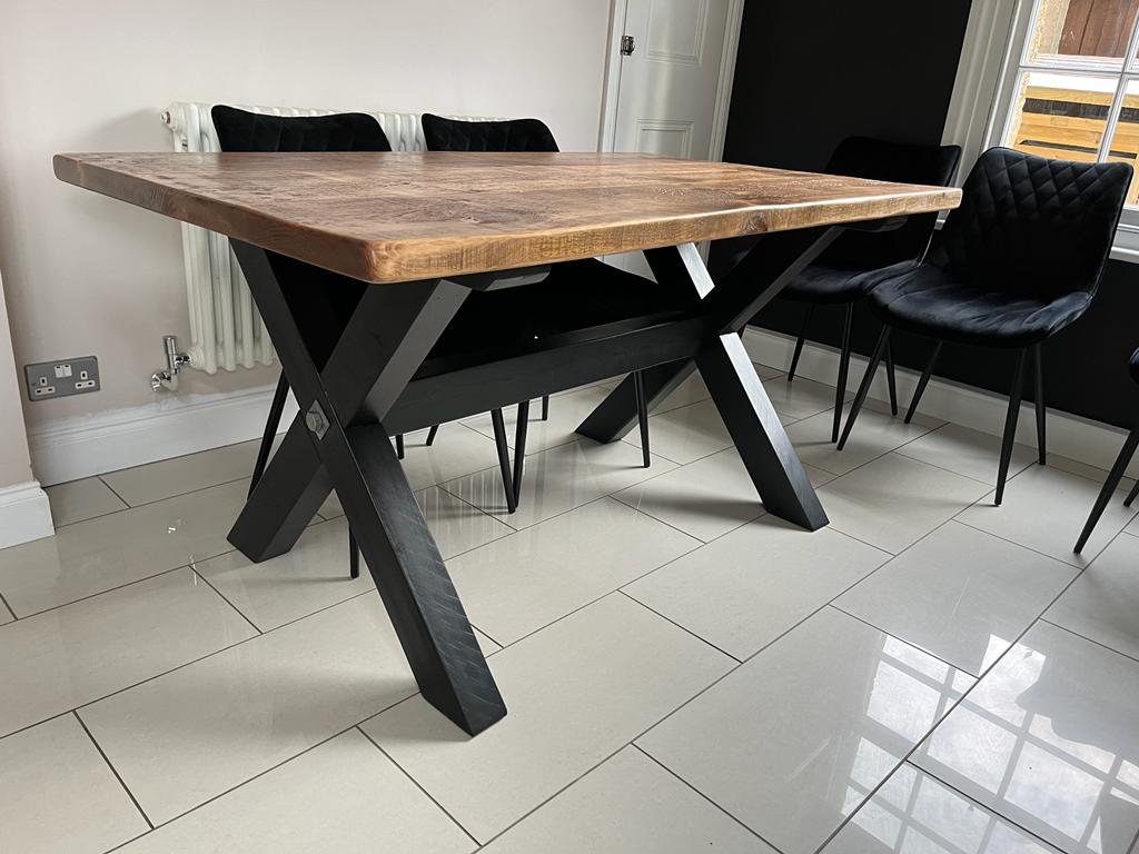 X-frame With Reclaimed Wood Dining Table 4