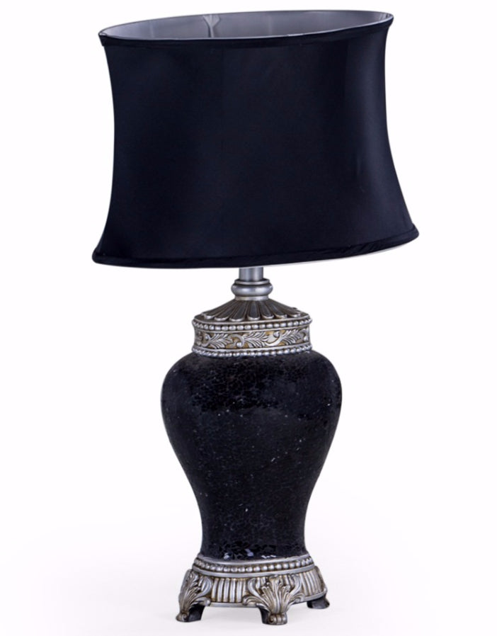 Black Mosaic Style Lamp With Black Oval Shade