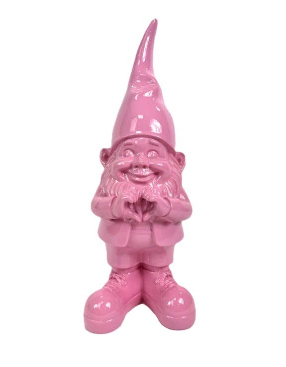 Medium Bright Pink &quot;Heart Hands&quot; Gnome Figure