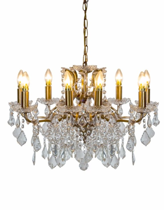 8 Branch Brushed Gold Shallow Chandelier
