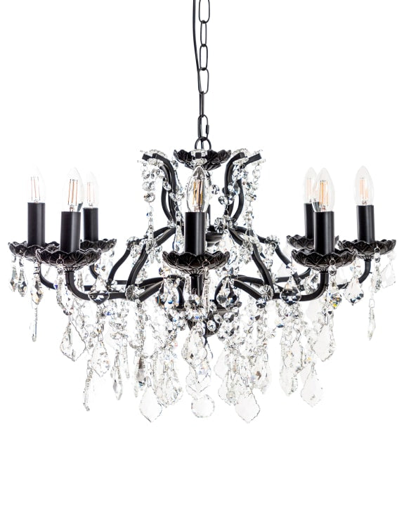 8 Branch Matt Black Shallow Chandelier