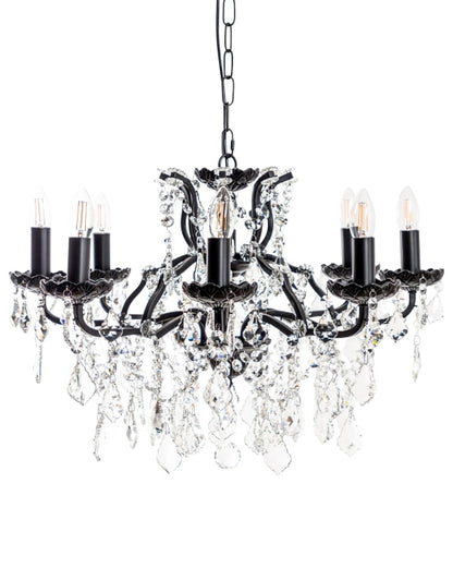 8 Branch Matt Black Shallow Chandelier