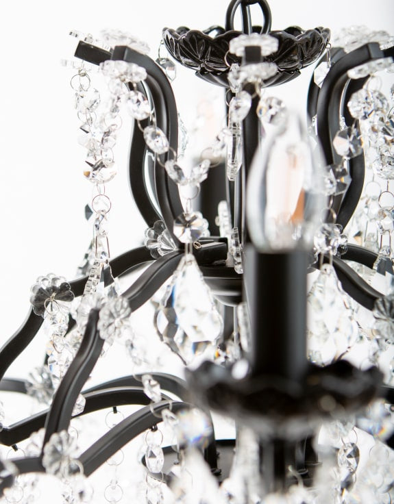 8 Branch Matt Black Shallow Chandelier Closeup