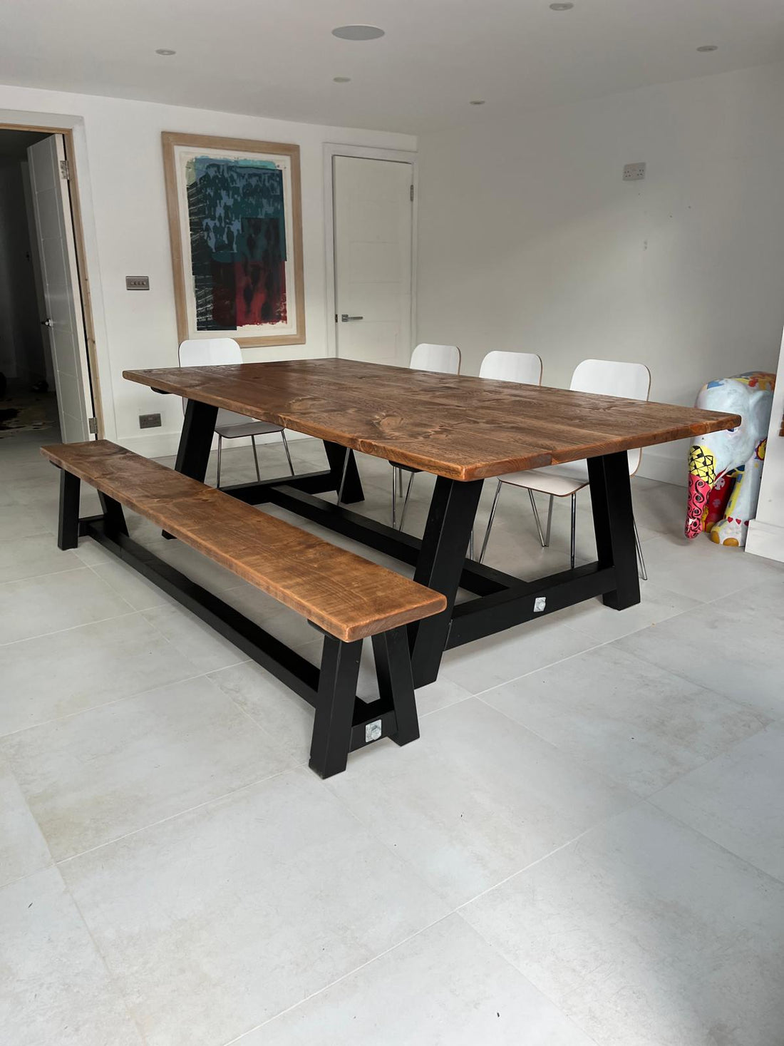 A-Frame Base Reclaimed Wood Bench