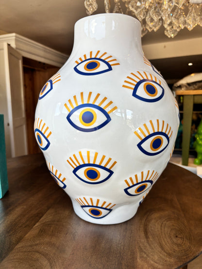 LARGE CERAMIC MULTI "NAZAR" EYE VASE