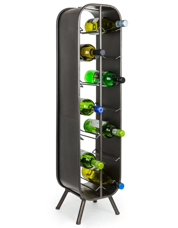 Camden Metal Industrial Large 14 Bottle Wine Rack with bottles