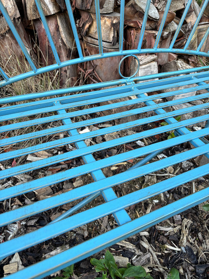 Vintage Metal Garden Bench – Rustic Blue Finish