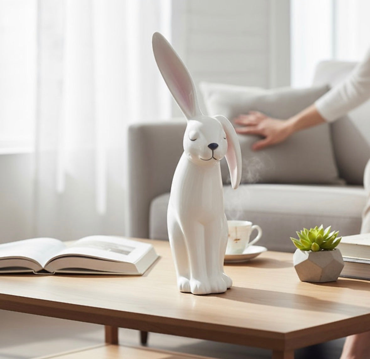 White Porcelain Bunny Ornament – 43cm Decorative Home Accessory