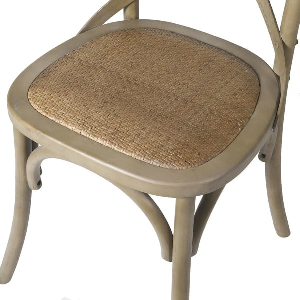 French Grey Cross Back Bistro Chair close up