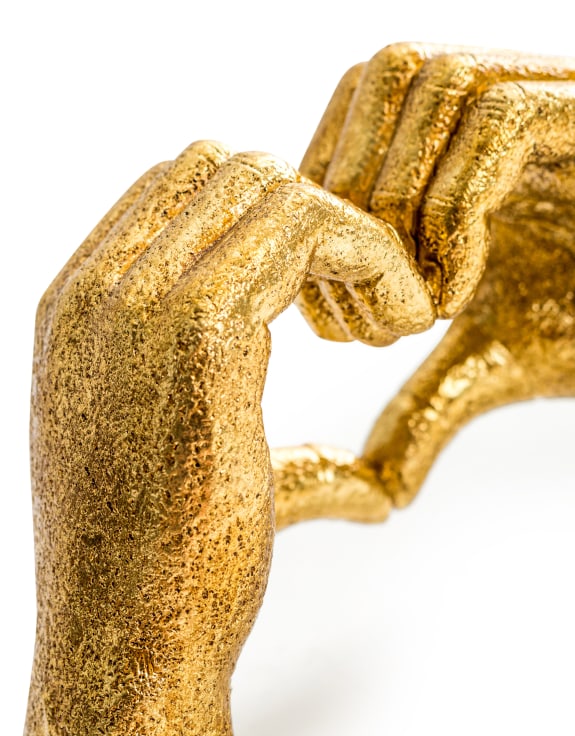 Antique Gold Heart Hands Ornament – Decorative Sculpture