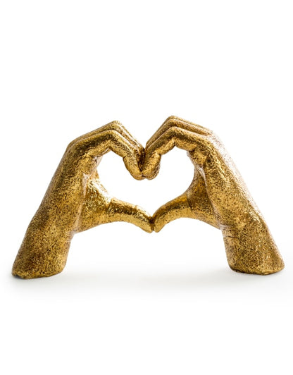 Antique Gold Heart Hands Ornament – Decorative Sculpture