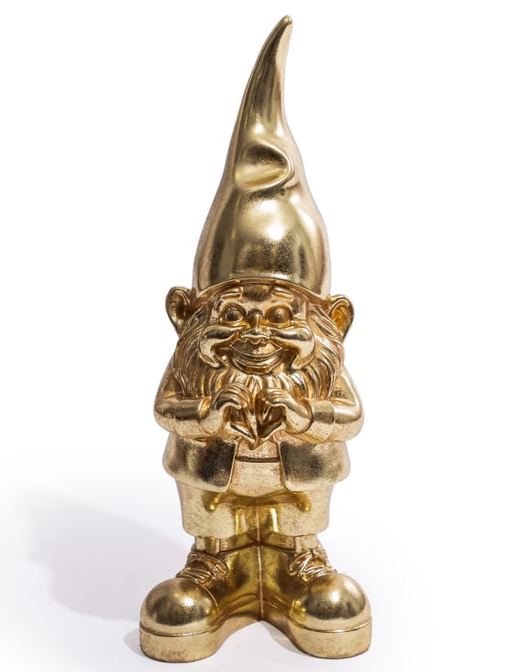 MEDIUM GOLD "HEART HANDS" GNOME FIGURE