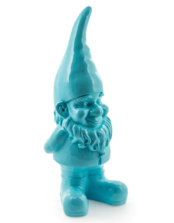 Large Standing Gnome Figure Bright Blue