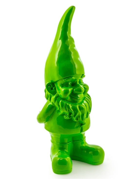 Large Standing Gnome Figure Bright Green