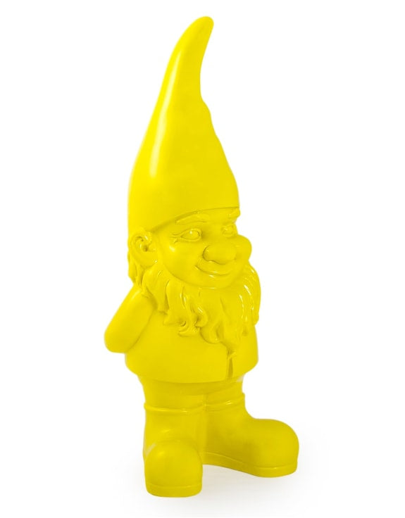 Large Standing Gnome Figure Bright Yellow