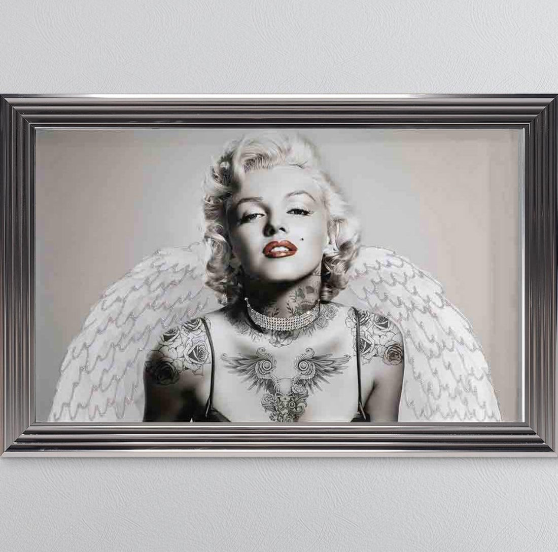 Marilyn Monroe With Wings And Tattoos Framed Wall Art