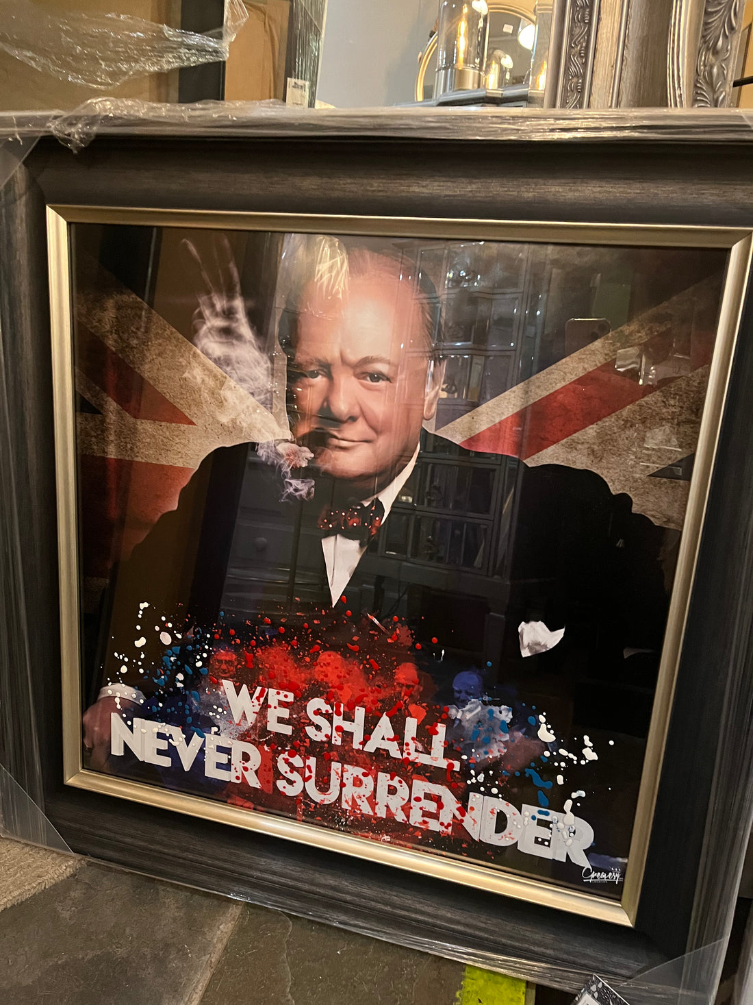 We Shall Never Surrender (Winston Churchill) Framed Wall Art